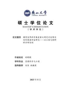 國家自然科學基金重大研究計劃項目專利質(zhì)量評估研究--以工程與材料科學部為例