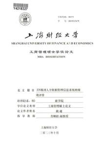 ZN集團人力資源管理信息系統的績效評價