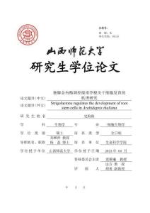 獨(dú)腳金內(nèi)酯調(diào)控?cái)M南芥根尖干細(xì)胞發(fā)育的機(jī)理研究