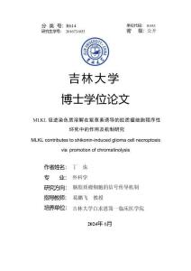 MLKL促進染色質溶解在紫草素誘導的膠質瘤細胞程序性壞死中的作用及機制研究