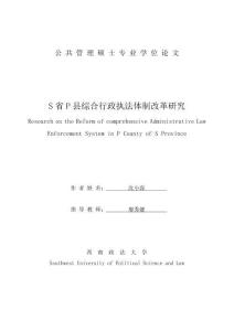 S省P縣綜合行政執(zhí)法體制改革研究