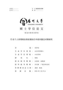 G區個人所得稅改革政策執行中的問題及對策研究