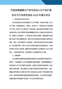 節能玻璃鍍膜生產線與深加工生產線擴建項目可行性研究報告-2025年重點項目