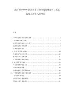 2025至2030中國改裝車行業市場發展分析與發展趨勢及投資風險報告