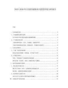2025-2030年音量控制器項目投資價值分析報告