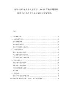 2025-2030年3甲氧基丙胺（MOPA）行業(yè)市場現(xiàn)狀供需分析及投資評估規(guī)劃分析研究報(bào)告