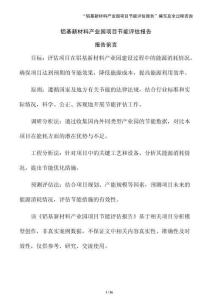 鋁基新材料產業園項目節能評估報告（模板）