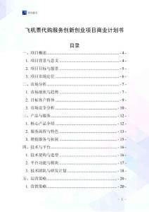 飛機票代購服務創新創業項目商業計劃書