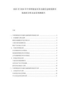 2025至2030年中國智能家居多功能信息配線箱市場現(xiàn)狀分析及前景預測報告