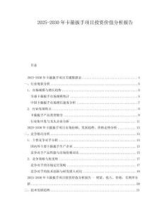 2025-2030年卡箍扳手項目投資價值分析報告