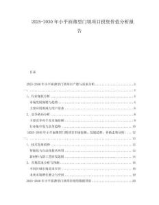 2025-2030年小平面薄型門鎖項目投資價值分析報告