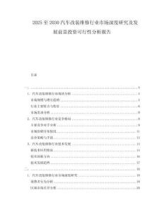 2025至2030汽車改裝維修行業市場深度研究及發展前景投資可行性分析報告