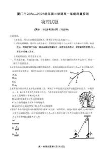 福建省厦门市2024-2025学年高一下学期物理期末质量检测试卷（扫描版，含答案）