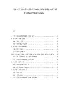 2025至2030年中國(guó)重型雙缸式送料器行業(yè)投資前景及策略咨詢研究報(bào)告