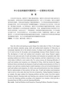 中小企業(yè)的融資問題研究——以寰爍公司為例