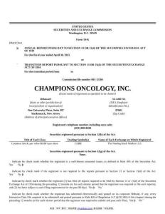 【SEC-2025行業(yè)研究報告】Form 10-K CHAMPIONS ONCOLOGY INC.