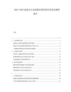 2025-2030退役動(dòng)力電池梯次利用的經(jīng)濟(jì)效益測(cè)算報(bào)告