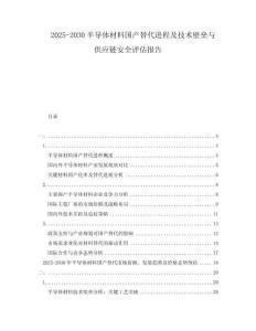 2025-2030半導(dǎo)體材料國產(chǎn)替代進(jìn)程及技術(shù)壁壘與供應(yīng)鏈安全評估報告