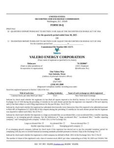 【SEC-2025行業(yè)研究報告】Form 10-Q VALERO ENERGY CORP TX