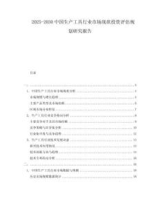 2025-2030中國生產工具行業市場現狀投資評估規劃研究報告