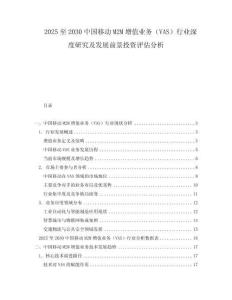 2025至2030中國移動M2M增值業務（VAS）行業深度研究及發展前景投資評估分析