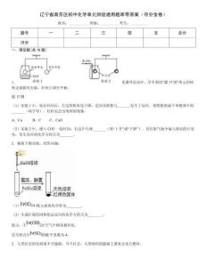 遼寧省南芬區(qū)初中化學(xué)單元測驗通用題庫帶答案（奪分金卷）