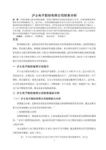 滬士電子股份有限公司財(cái)務(wù)分析
