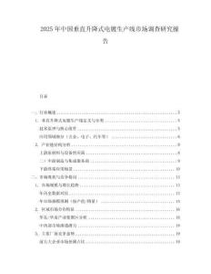 2025年中國垂直升降式電鍍生產線市場調查研究報告