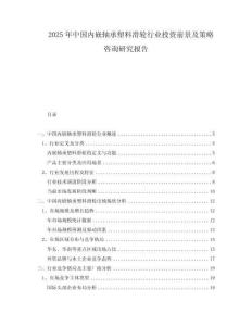 2025年中國內(nèi)嵌軸承塑料滑輪行業(yè)投資前景及策略咨詢研究報告