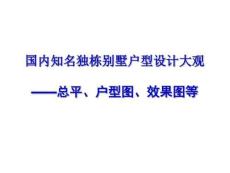 國內知名獨棟別墅戶型設計大觀——總平、戶型圖、效果圖等