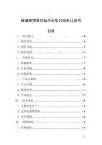 藤編寵物籠創新創業項目商業計劃書