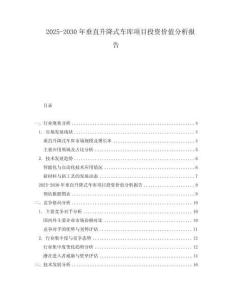 2025-2030年垂直升降式車庫項目投資價值分析報告