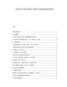 2025年中國升降式手推車市場調查研究報告