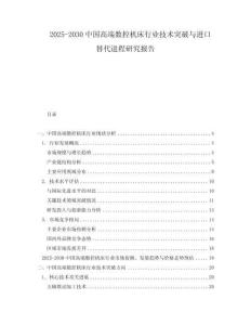 2025-2030中國高端數(shù)控機床行業(yè)技術(shù)突破與進口替代進程研究報告