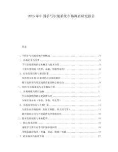 2025年中國手寫識別系統市場調查研究報告