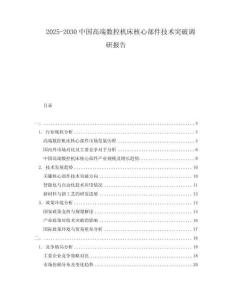 2025-2030中國高端數控機床核心部件技術突破調研報告