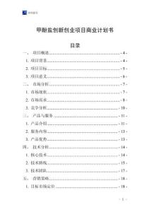 甲酚鹽創新創業項目商業計劃書