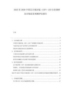 2025至2030中國芯片級封裝（CSP）LED行業調研及市場前景預測評估報告