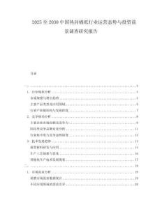 2025至2030中國熱封棉紙行業運營態勢與投資前景調查研究報告