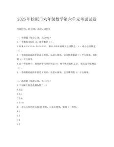 2025年松原市六年級(jí)數(shù)學(xué)第六單元考試試卷
