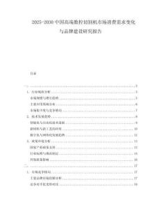2025-2030中國高端數控切割機市場消費需求變化與品牌建設研究報告