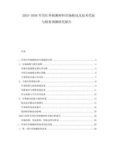 2025-2030軍用紅外探測材料市場格局及技術代際與財務預測研究報告
