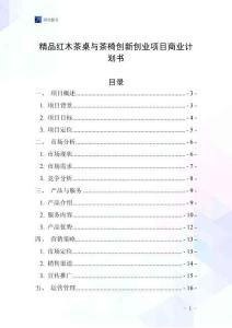 精品紅木茶桌與茶椅創(chuàng)新創(chuàng)業(yè)項(xiàng)目商業(yè)計(jì)劃書
