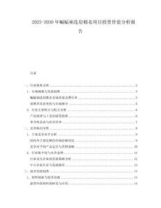 2025-2030年蝙蝠袖連肩棉衣項目投資價值分析報告