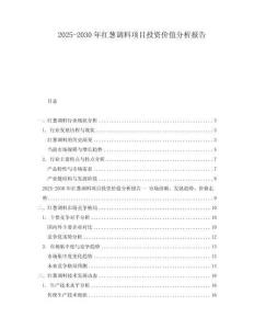 2025-2030年紅蔥調料項目投資價值分析報告