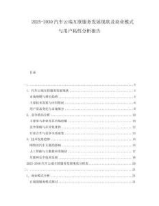 2025-2030汽車云端互聯服務發展現狀及商業模式與用戶粘性分析報告