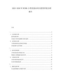 2025-2030年WCDMA小型直放站項目投資價值分析報告
