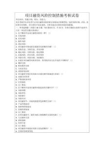 項目融資風(fēng)險控制措施考核試卷