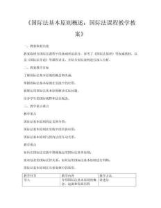 《國(guó)際法基本原則概述：國(guó)際法課程教學(xué)教案》