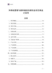 環保繪圖筆與顏料套裝創新創業項目商業計劃書